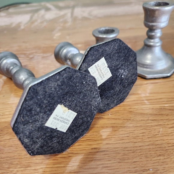 Carson Pewter Candlestick Holders w/Octagon Base Freeport Pa Set of 4 - Picture 8 of 10